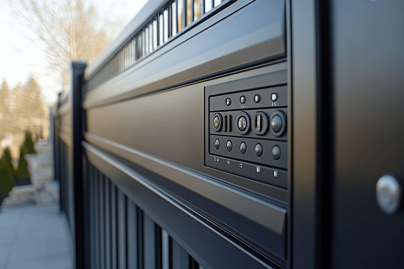 Gros plan sur un boîtier de contrôle électronique gris métallique